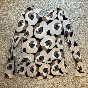 Kate Spade Floral Long Sleeve Peplum, Size 2